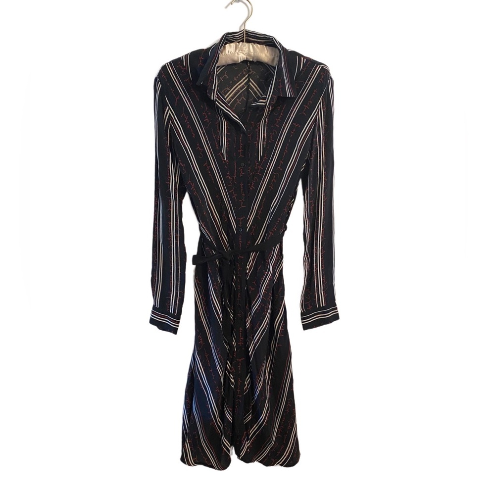 Maje Regga Stripe And Lettering Print Shirt Dress